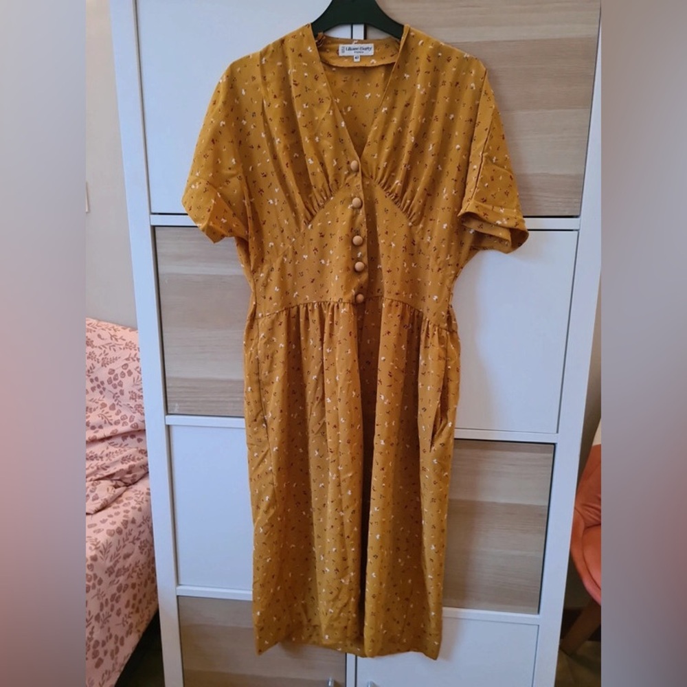 Atmosphere Golden Buttoned Midi Dress